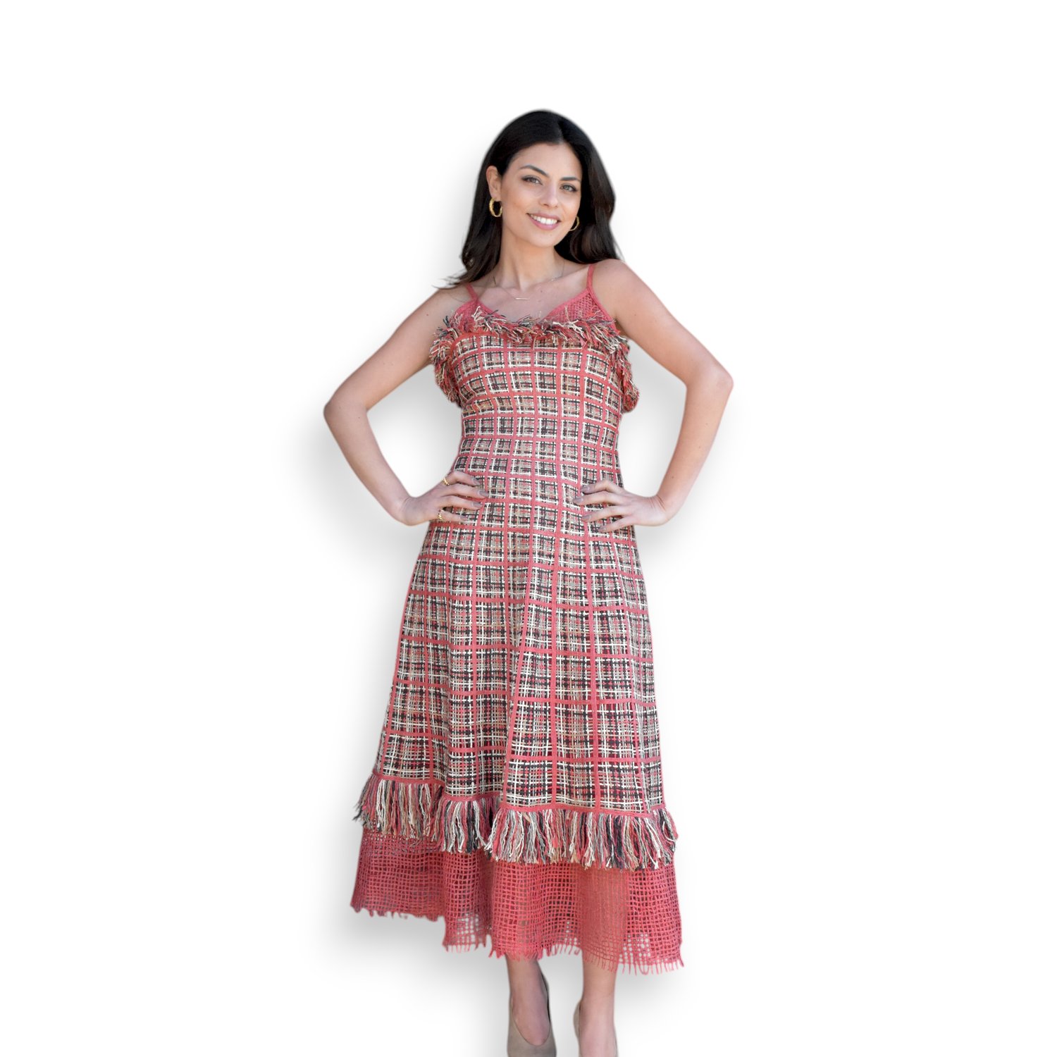 Vestido midi com franjas 1