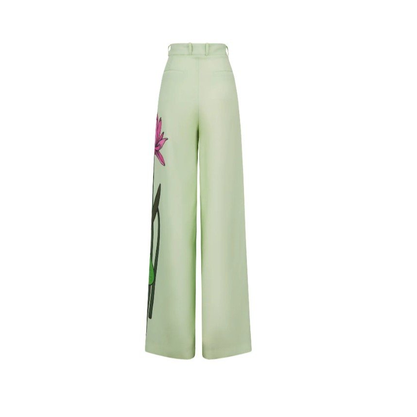 Calça larga com padrão flor 3