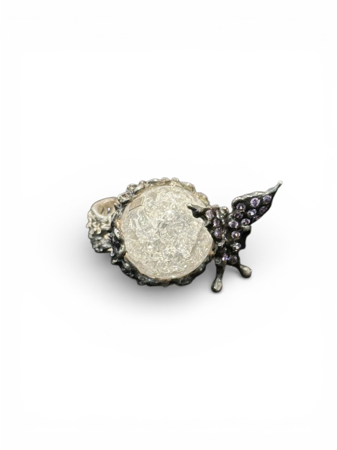 Anel Borboleta em Prata e Ambar 2