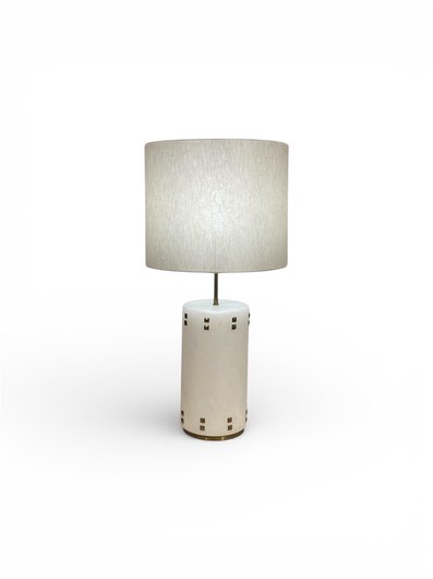 White Stone Cylindrical Lamp