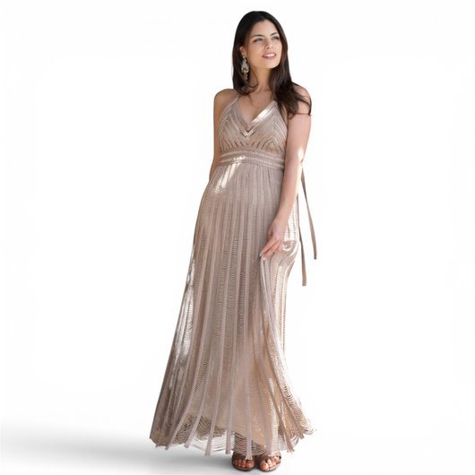 Vestido comprido decote V