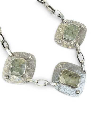 Silver Necklace with Prehnite
